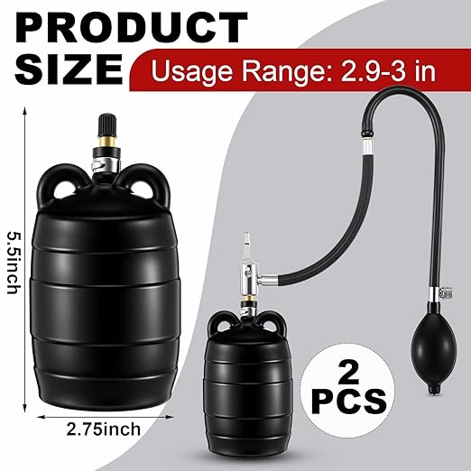 Nuanchu 2 Sets 3 Inch Test Plugs Inflatable Pipe Ball Plugs with Gas Tubes and Inflator Pumps, Black Rubber Pressure Test Balls for Toilet Drain Sewage Pipeline Inspection