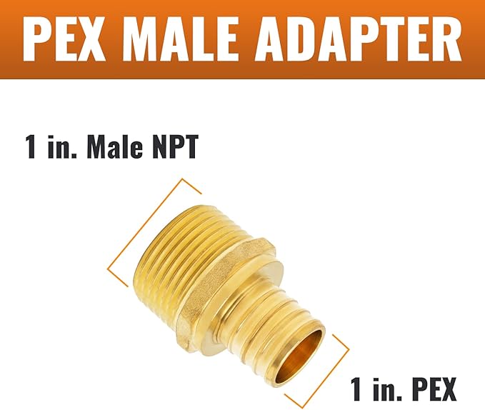 SUNGATOR 3-Pack PEX 1" x 1" NPT Male Threaded Adapter Crimp Fitting, No Lead Brass