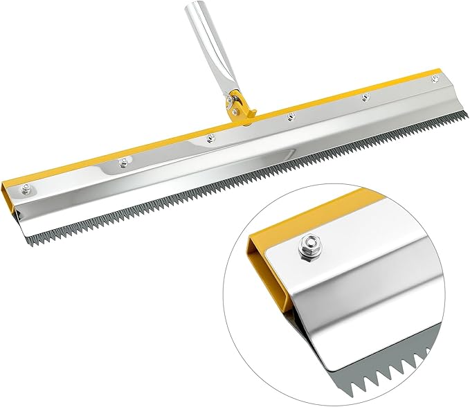 QWORK Self-Levelling Cement Tool Kit, Floor Construction Roller Spike Shoes, Epoxy Floor Paint Tool, Stainless Steel Scraper Self-Leveling Rake