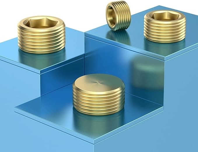 20PCS 1/4" NPT Brass Male Pipe Plug Fitting Hex Counter Sunk Pipe Plug (1/4" NPT)