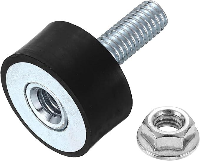 uxcell M6 Rubber Mounts, 1Pcs 20x10mm(DxH) Rubber Cylindrical Anti Vibration Isolator Shock Absorber with Lock Nut for Car Bobbin Generator Air Compressors