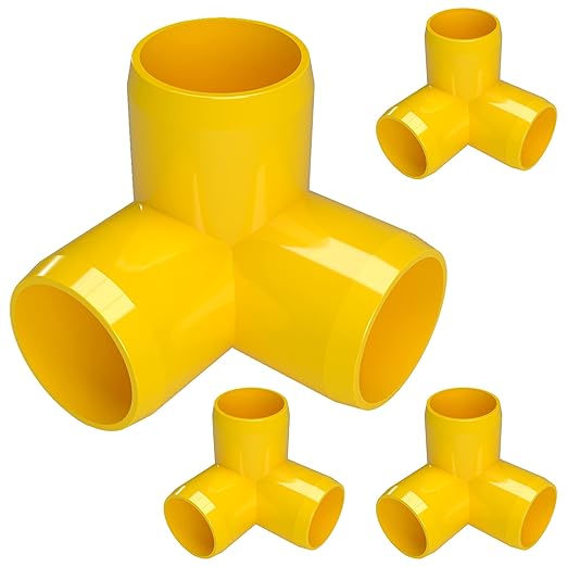 FORMUFIT 1-1/4" 3-Way Elbow Furniture Grade PVC Fitting in Yellow, Made in USA, UV-Resistant, Impact-Proof, 1.660" Actual Socket Diameter (Pack of 4)