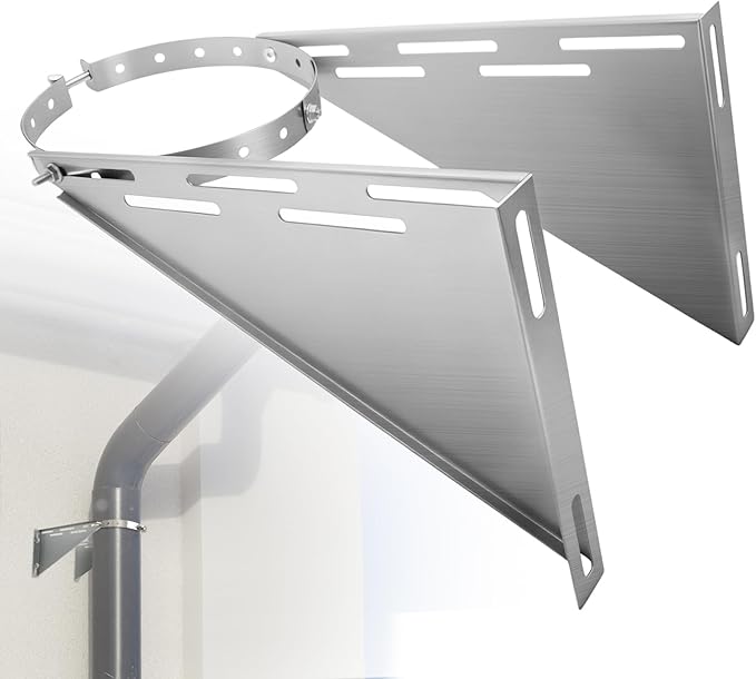 Adjustable 8" Chimney Pipe Wall Support Bracket, Fireplace Pipe Wall Bracket for 6" (8" O.D.) Double Wall Chimney Pipe
