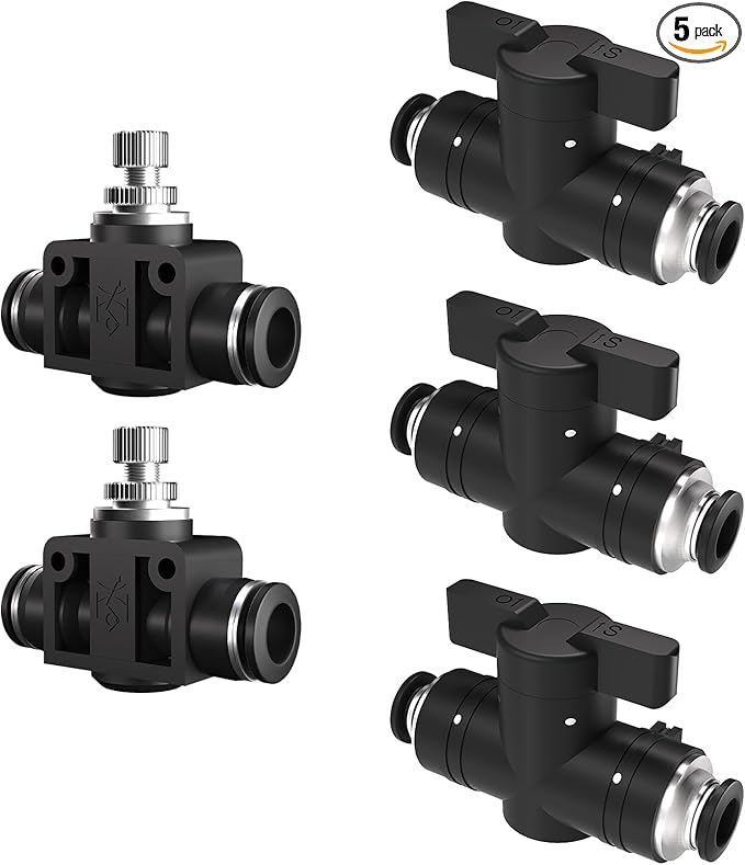 1/4 Push To Connect Valves,Pneumatic 1/4 Air Control Valve,Quick Push To Connects Fittings,Throttle Flow Speed Controller