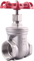 Heavy Duty Gate Valve - 1 1/2" NPT Stainless Steel Female x Female Thread Rotary Sluice Valve with Wheel Handle 200WOG For Water Oil Gas