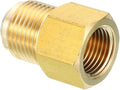 PATIKIL 3/8 Inch Female Flare x 1/2 Inch Male Flare Connectors, SAE 45 Degree Flare Brass Adapter Flare Pipe Fitting for Air Gas Line Refrigeration HVAC