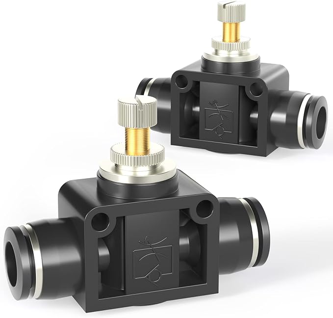 TAILONZ PNEUMATIC SCF-3/8 Air Flow Control Valve with Push-to-Connect Fitting, in-Line Speed Controller Union Straight - 3/8 Inch Tube OD x 3/8 Inch Tube OD（Pack of 1）