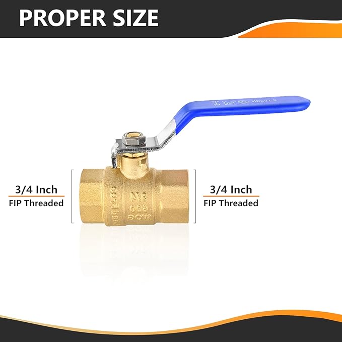 20-Pack HeSun 3/4 Inch FIP Threaded Ball Valve, Brass Full Port Shut-off Valve,3/4" Female NPT x 3/4" Female NPT, 600 WOG (Water, Oil and Gas),Blue(VALVE270-20)