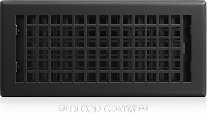 Decor Grates LTH410-BLK Lattice Floor Register, 4x10 Inches, Black