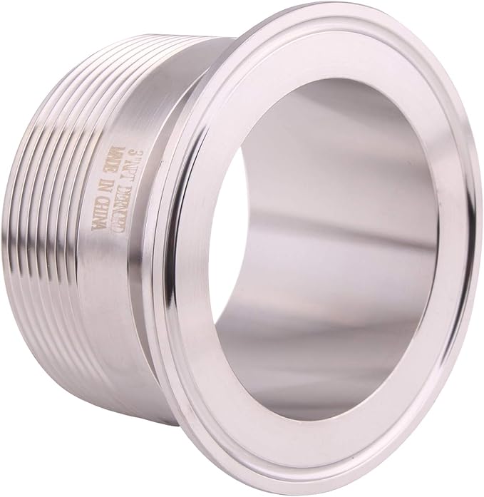 DERNORD 3'' Tri clamp Adapter to 3 inch MNPT Thread Ferrule Sanitary Pipe Fitting
