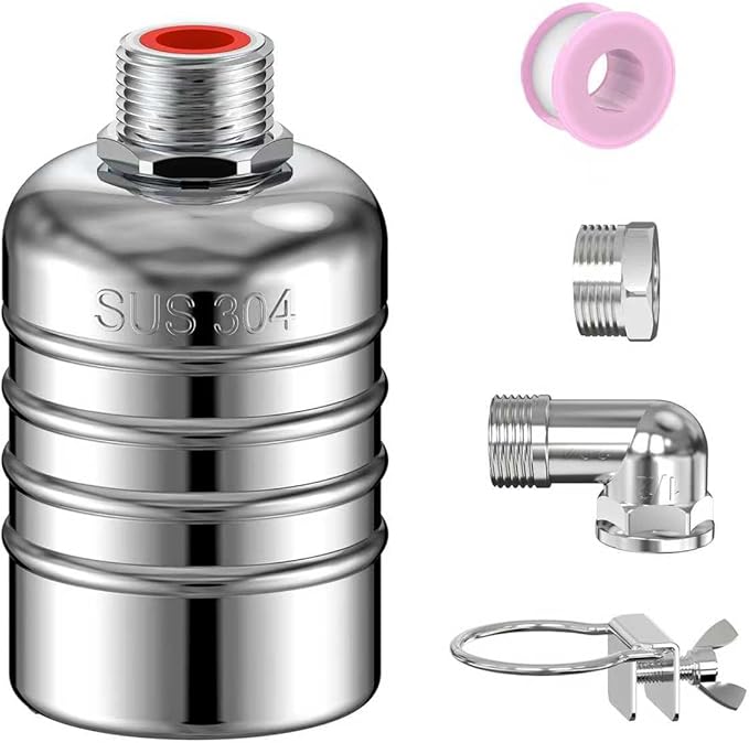 304 Stainless Steel Float Valve,Stainless Steel Float Valve,1/2 to 3/4 Inch Automatic Water Level Control, No Pump Needed for Water Tanks,Livestock Troughs（Top/Side Entry）