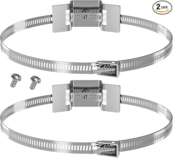 Adjustable Sign Mounting Brackets for Larger Poles,4 to 15" Metal Street Sign Mounting Bracket Hardware,Propane/Expansion Tank Bracket for Water Heater,2 Pole Brackets with 2 Straps