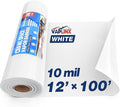 White Crawl Space Vapor Barrier, 10 Mil Vapor Barrier, 12' x 100', Heavy Duty Polyethylene Film, Thick Plastic Sheeting, Plastic Drop Cloth Covering for Crawlspace, Basement, White