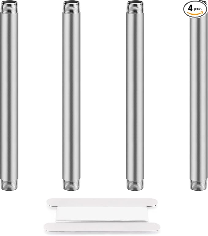 3/8"x8" 304 Stainless Steel Pipe, 3/8" NPT x 3/8" NPT Male Threaded Nipple, SCH40 Heavy Duty Pre-Cut Steel Pipe for Plumbing Gas, Hydraulic, and Industrial Applications(8", 4 Piece)