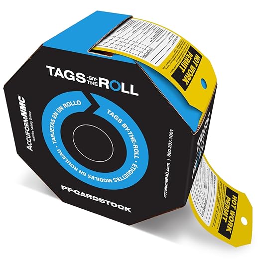 AccuformNMC 100 Inspection and Status Record Tags by-The-Roll, Hot Work Permit, US Made OSHA Compliant Tags, Waterproof PF-Cardstock, Resists Tears, 6.25"x3", TAR706