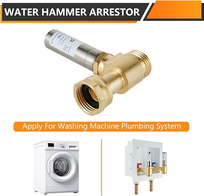 20-Pack HeSun Straight Water Hammer Arrestor for Washing Machine, 3/4" GHT Male x 3/4" GHT Female Connection, Stainless Steel Hammer Arrestor, Reduce Laundry Washer Knock Noise(HAMMER020-20)