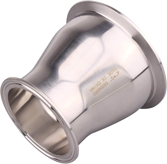 DERNORD Sanitary Fitting Reducer Fitting SUS304 Tri Clamp Ferrule Style 4" Tube OD to 3" Tube OD