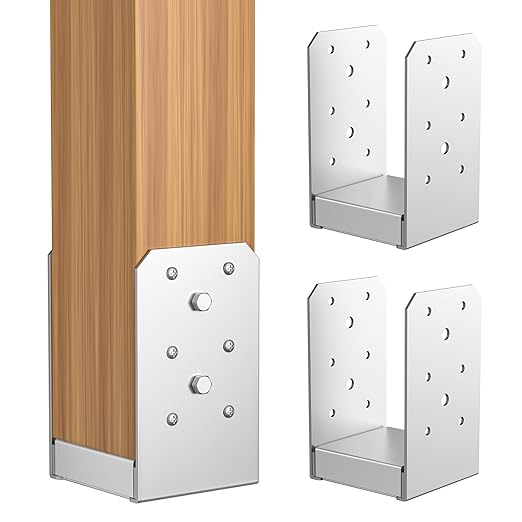 SPACEEUP 4x4 Post Base, Internal 3.5" x 3.5" Post Anchor 3pcs Adjustable Post Base Stainless Steel Concrete Post Anchor for Pavilion Deck Railing Support Decorative Anchor Plate