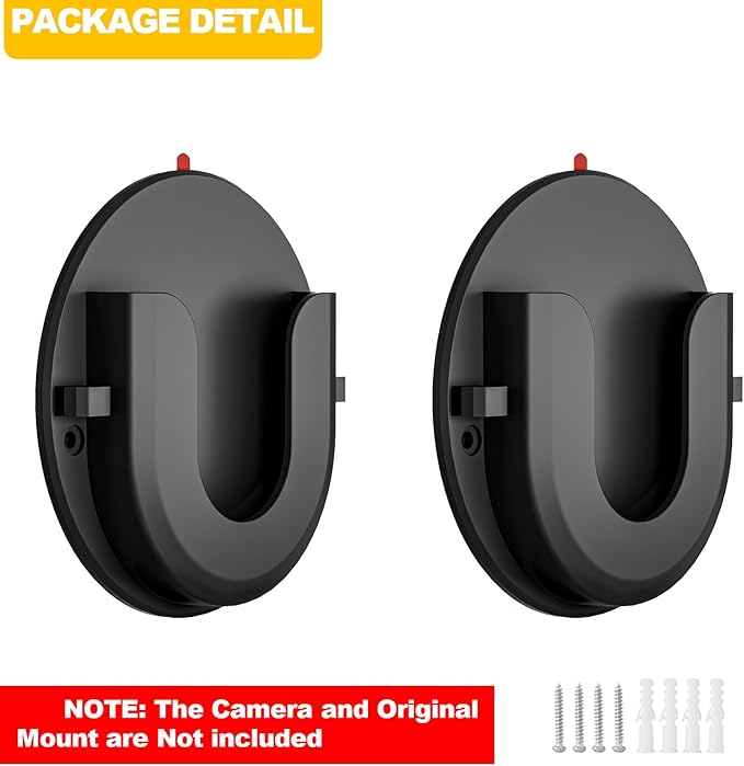 2 Pack Indoor Cam Adhesive Wall Mount Bracket for Ring,Strong VHB Stick On,No Drilling Camera Mount for Ring,Two Ways Installation with Tape and Screws-Black