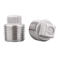 Stainless Steel 304 Cast Pipe Fitting, Square Head Cored Plug, Class 150, 1/2'' NPT Male (pack of 2)