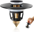 Black Bathroom Sink Stopper，Pop Up Drain Stopper for Bathroom Sink，Bathroom Sink Strainer ，Sink Plug,Universal Wash Basin Sink Stopper，Suitable for 1.1~1.5 Inch Bathroom Sink Drain Pipe (Matte Black)