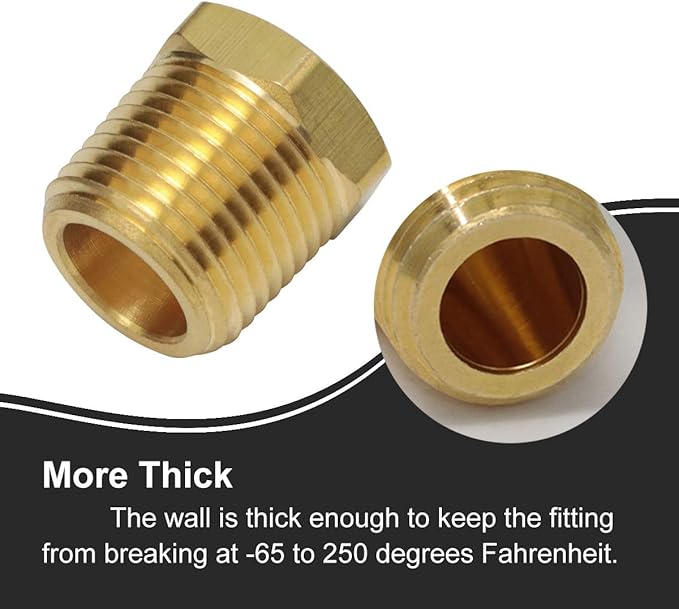3/8 Inch NPT Male Thread to 1/4 Inch Female NPT Thread Brass Pipe Fitting Reducing Hex Head Hose Bushing Adapter Convert Pack of 2
