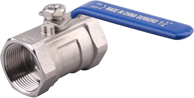 DERNORD Stainless Steel Ball Valve 1PC Type NPT Standard Port for Water, Oil, and Gas (1.25 Inch Ball Valve)