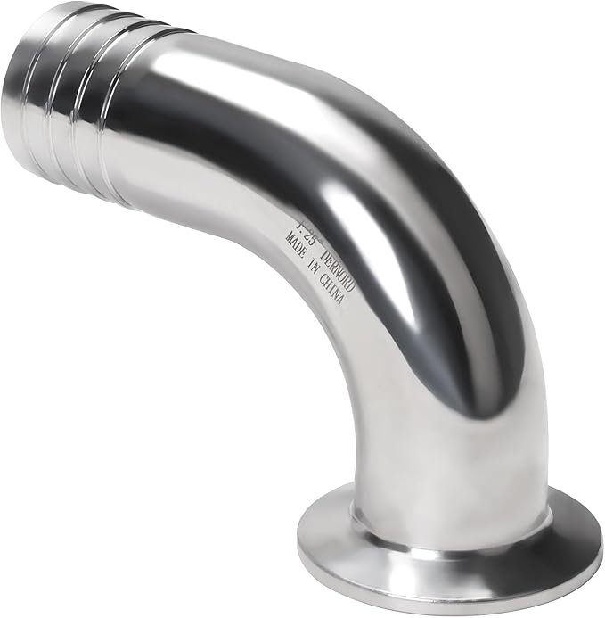 DERNORD Sanitary Hose Barb Pipe Fitting 1.5" Tri Clamp (50.5MM Ferrule) 90 Degree Elbow (Tube OD: 1-1/4"/32MM (1.5 Tri-clamp))