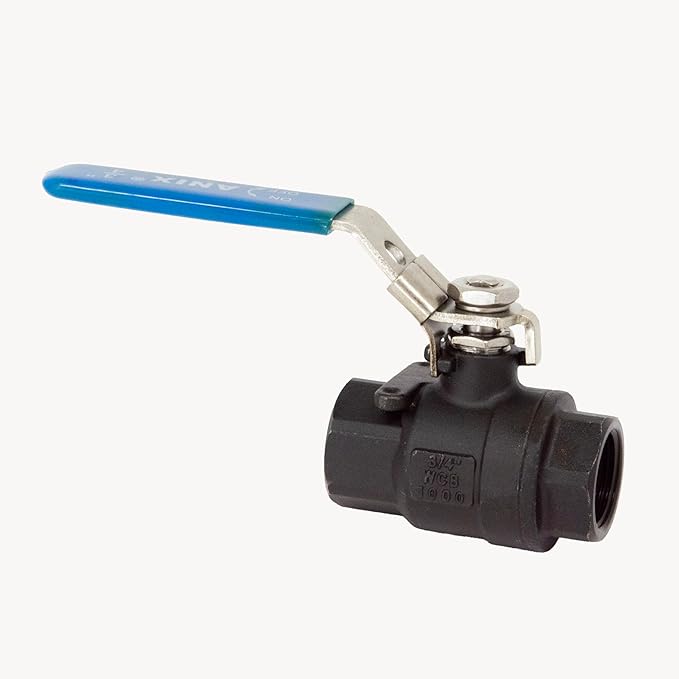 Cast Carbon Steel 2-Piece Full Port Ball Valve, NPT Threaded, 1/4-4 Inch, 1000 PSI, WCB Body with SS Ball & Stem (3/4")