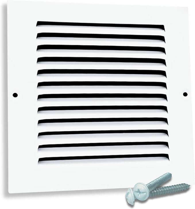 Fits 8x8 Duct Opening | Steel Return Air Grille by Sierra Grates | Vent Cover Grill for Sidewall and Ceiling | White | HVAC Cold Air Intake Grille | Outer Dimensions: 10"W X 10"H