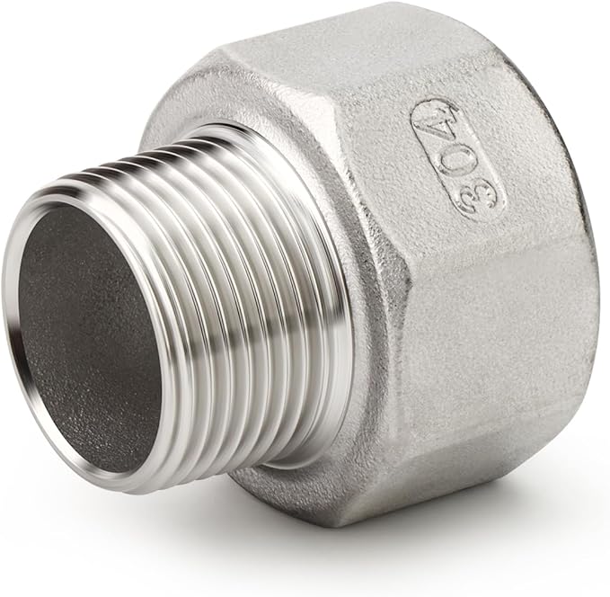 TAISHER 2PCS 304 Stainless Steel Pipe Fitting, Reducer Adapter, 1-1/4" NPT Male x 1-1/2" NPT Female