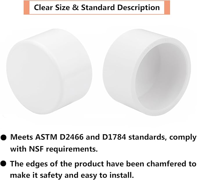 10 Pack 1-1/4"PVC Pipe End Cap Fitting Schedule 40 Furniture Grade 1-1/4" PVC Pipe Plug Adapter for Build Furniture DIY Garden Shelf, White