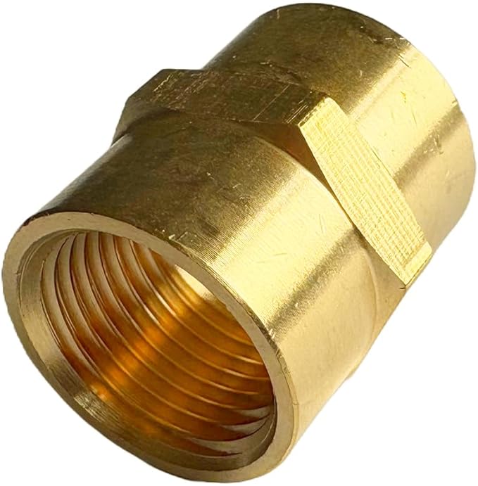 3/8" Female Threaded Hex Nipple Brass Coupling NPT Pipe Fitting Pipe Adapter Straight Connectors for Air, Gas, Oil, Fuel, Propane Pack of 2