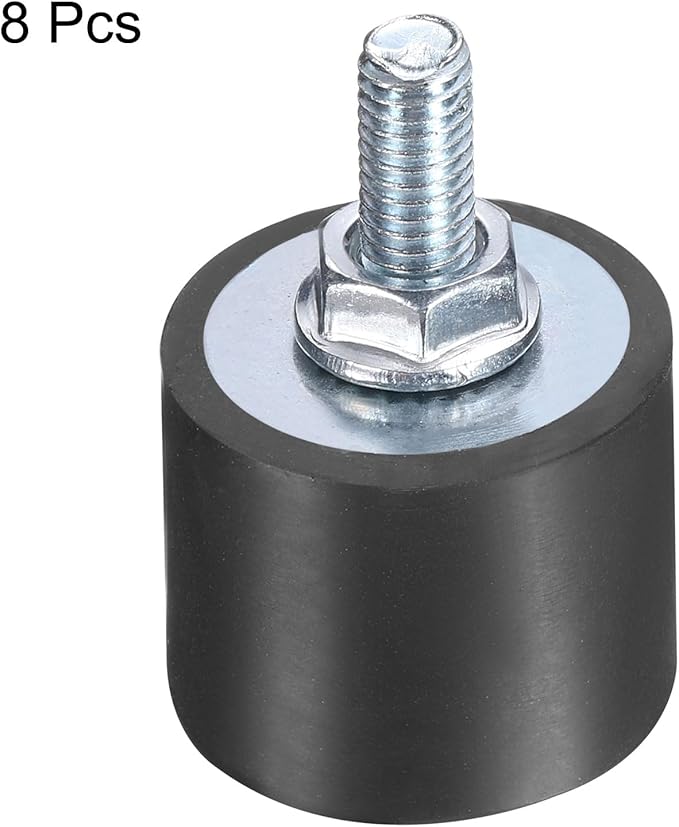 uxcell 6pcs M6x18mm Rubber Isolator Mounts with Studs 25x20mm Male Female Vibration Shock Absorber Zinc Plated Cylindrical Thread Mounts Anti Vibration Isolators with 6pcs M6 Lock Nuts
