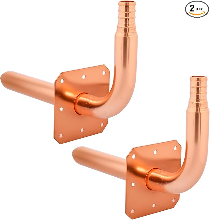 (Znkiok 2 Pack) 1/2 Inch Pex Fittings,Copper Stub Out Elbow With Wall Flange 1/2" x 6"，For Pex B and C Plumbing Systems,UPC,NSF/ANSI 61 Certified.