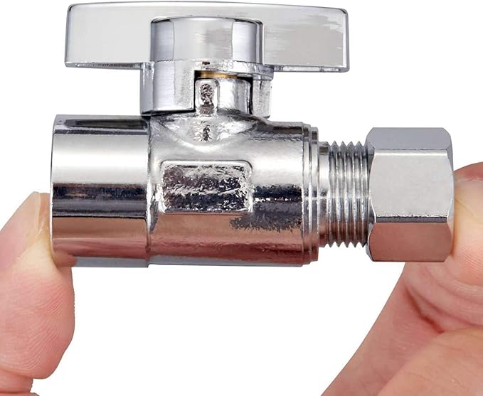 2 Pack Premium Brass Chrome plated 3/8" FIP Female Thread x 3/8 Inch OD Compression Quarter Turn Straight Water Angle Stop Valve Shut Off