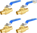 4 Pack Ball Valves, 1" Pex Crimp Shut Off Valve Blue, Brass Full Port Pex B Shut Off Ball Valve for Hot and Cold Water, NSF/ANSI 61 Certified