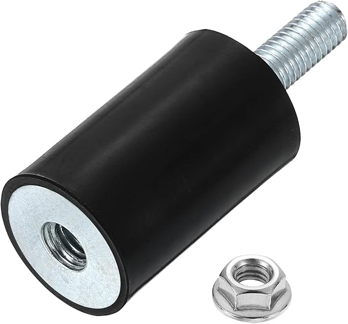 uxcell M8 Rubber Mounts, 1Pcs 25x40mm(DxH) Rubber Cylindrical Anti Vibration Isolator Shock Absorber with Lock Nut for Car Bobbin Generator Air Compressors