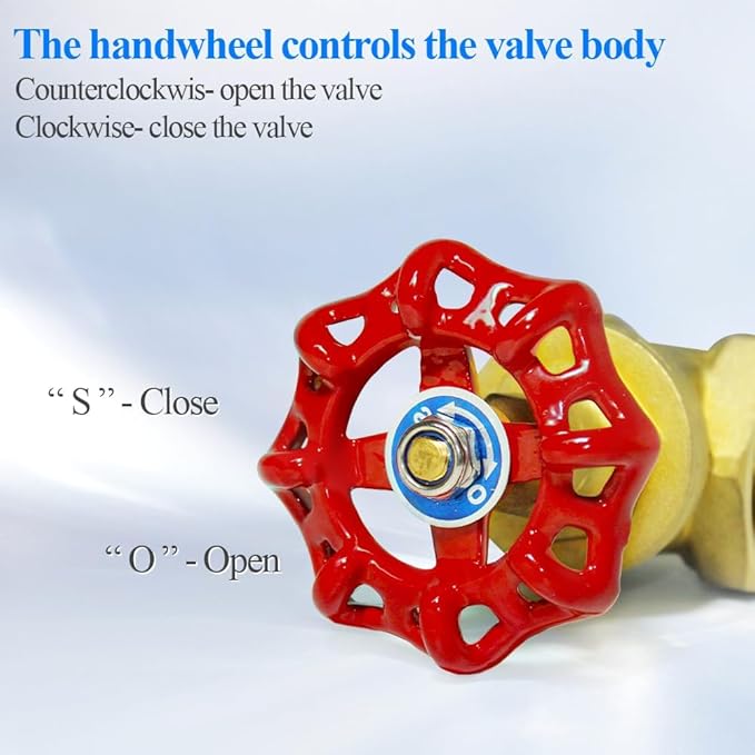 WiseWater 1 1/2" NPT Brass Gate Valve, Rotating Sluice Valve Two-way Flow Manual Rotary Sluice Valve for Mechanical Equipment Industaril Household Use (DN40)