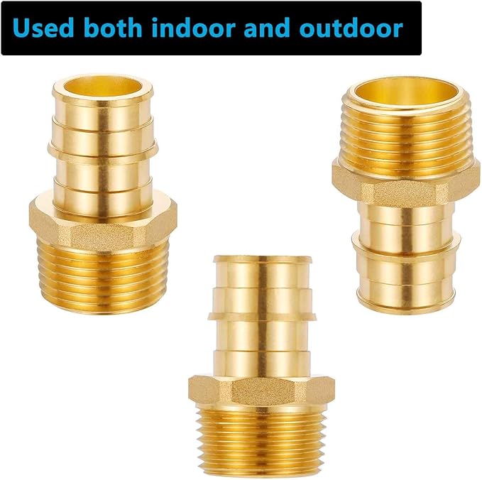 (10 Pack) Lidertik PEX A Fittings 3/4 Inch Expansion Male NPT Adapter, 3/4" PEX F1960 to 3/4" NPT Male Threaded Adapter Brass