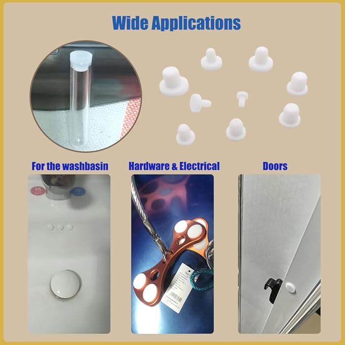 100 Pcs Silicone Rubber Hole Plugs Set - 9 Sizes T-Type Black Silicone Plugs Caps for Powder Coating, Waterproof Sealing, Pipe/Test Tube Caps - Heat Resistant, Durable, Multi-Purpose (White)