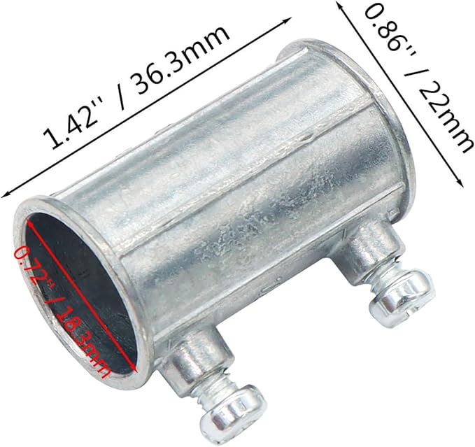 30 Pieces EMT Conduit Set Screw Connectors, 1/2 Inch Zinc Die Cast Electrical Conduits Fitting Coupling