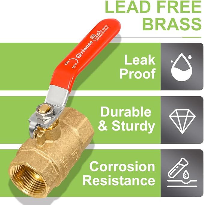 5 Pack 1 Inch Full Port Brass Ball Valve 3/4 Inch FIP Female NPT Threaded,Heavy Duty 150PSI 600 WOG,1/4-Turn Shut Off Ball Valve for Water Oil Gas