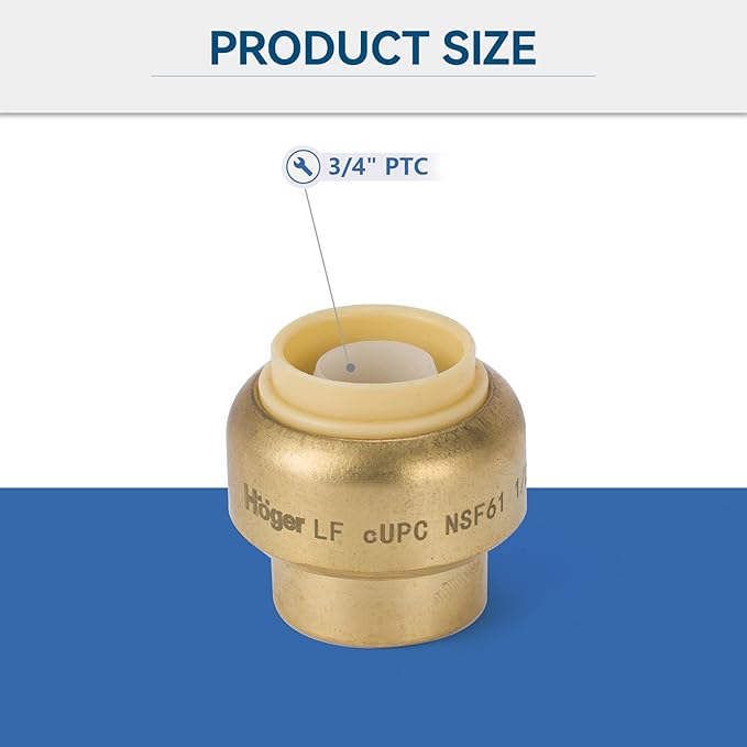 3/4 Inch Push End Cap,12 Pack PEX Brass Push-fit End Cap Plug with 1 Pack Discount Clip, Push-to-Connect Plumbing Fittings for Copper, PEX Pipe, CPVC