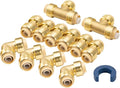 PEX Pipe Fitting 1/2 inch Set, Brass Push Fit Fitting 1/2 inch Set with 90 degree elbow, tee & coupling, push to connect for quick connection to PEX Tube Pack of 12