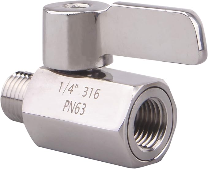 DERNORD Stainless Steel Ball Valve Mini Valve 1/4" NPT Female x Male Thread (Pack of 2)