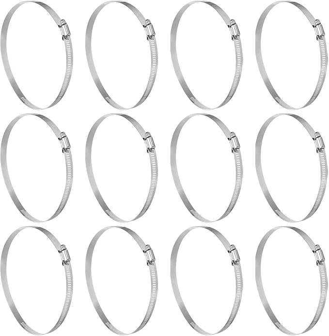 HARFINGTON 12 Pcs Hose Clamp 5-9/16"-6-1/2" (141-165mm) 304 Stainless Steel Adjustable Worm Gear Hose Clamp with Phillips Screw Assortment Kit for Fuel Line Pipe Plumbing Automotive Tube