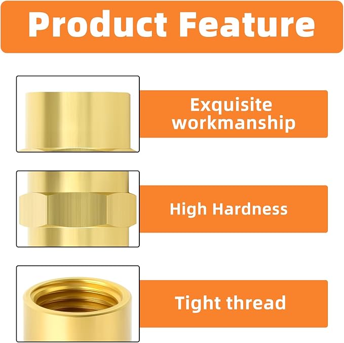 GASHER 2PCS Brass Pipe Fitting, Brass Coupling, 1-Inch Female Pipe x 1-Inch Female Pipe