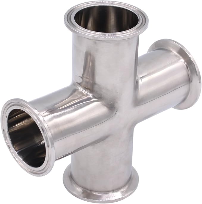 DERNORD 4 Way Cross Clamp Fits 2" Tri-clamp Sanitary Fitting Stainless Steel 304, 51mm Pipe OD