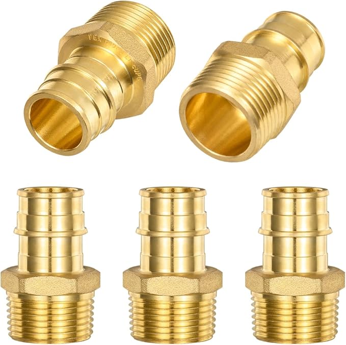 5 Pack Brass Expansion Male Adapter, 3/4 Inch Male NPT to 3/4 Inch PEX-A Brass Expansion PEX-A Fittingse,NSF/ANSI 61 NSF 372 Certificate, ASTM F1960 Certified